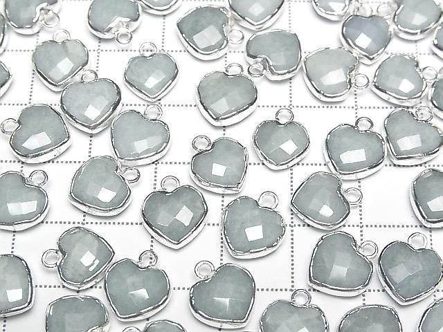 [Video] Aquamarine Heart Cut Charm Silver Color 3pcs
