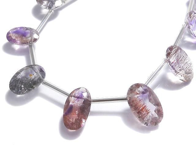 [Video][One of a kind] High Quality Elestial Quartz AAA- Oval Faceted 1strand (10pcs ) NO.1