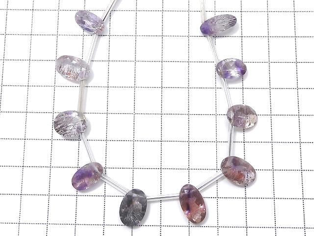 [Video][One of a kind] High Quality Elestial Quartz AAA- Oval Faceted 1strand (10pcs ) NO.1