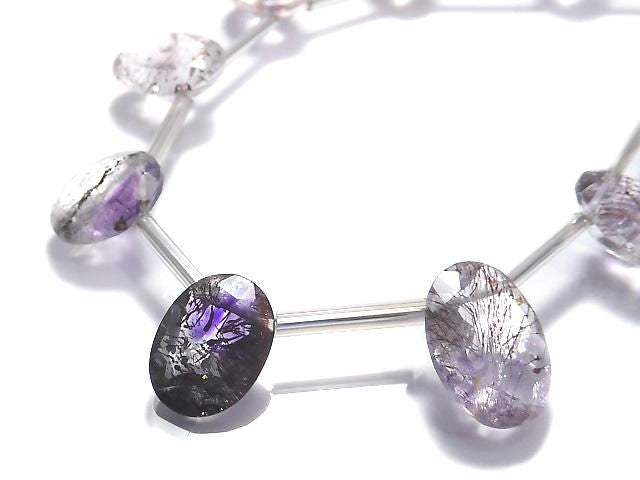 [Video][One of a kind] High Quality Elestial Quartz AAA- Oval Faceted 1strand (10pcs ) NO.5
