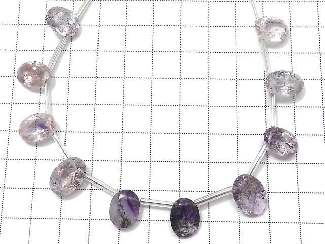 [Video][One of a kind] High Quality Elestial Quartz AAA- Oval Faceted 1strand (10pcs ) NO.5