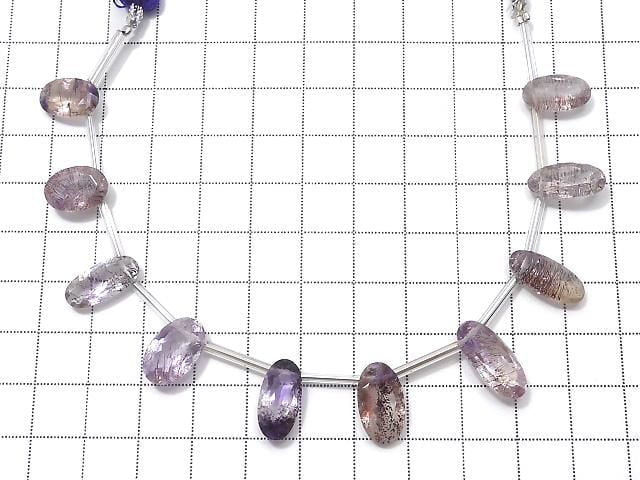 [Video][One of a kind] High Quality Elestial Quartz AAA- Oval Faceted 1strand (10pcs) NO.7