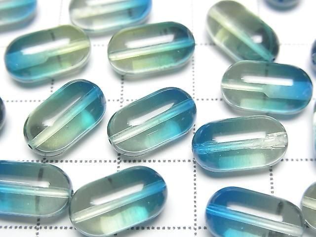 [Video] Blue-Green Color Amber Tube 12x7x7mm [Drilled Hole] 2pcs