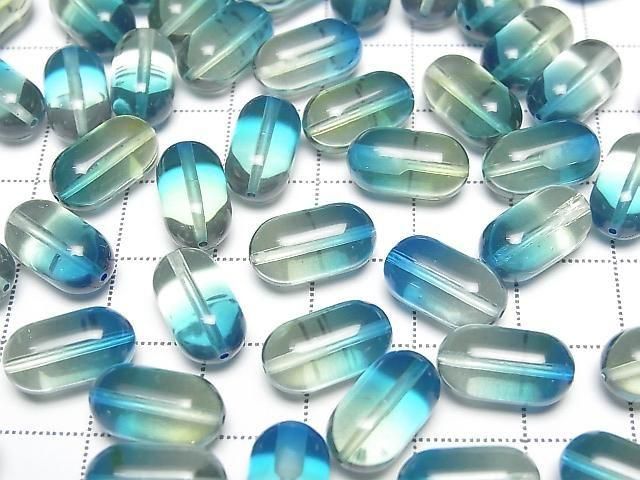 [Video] Blue-Green Color Amber Tube 12x7x7mm [Drilled Hole] 2pcs