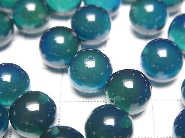 [Video] Peacock Blue Color Amber Half Drilled Hole Round 10mm 2pcs