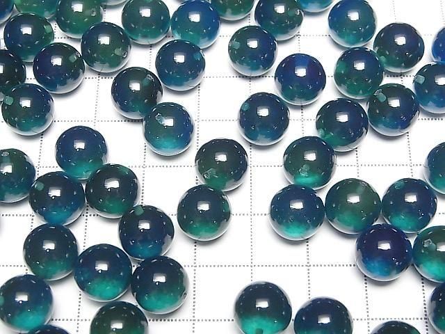 [Video] Peacock Blue Color Amber Half Drilled Hole Round 10mm 2pcs