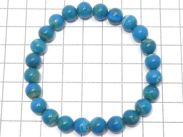 [Video][One of a kind] Peruvian Blue Opal AAA Round 8mm Bracelet NO.101