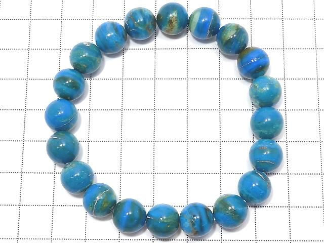 [Video][One of a kind] Peruvian Blue Opal AAA Round 10mm Bracelet NO.1