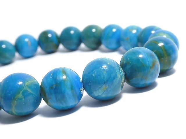 [Video][One of a kind] Peruvian Blue Opal AAA Round 10mm Bracelet NO.4