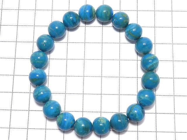 [Video][One of a kind] Peruvian Blue Opal AAA Round 10mm Bracelet NO.5