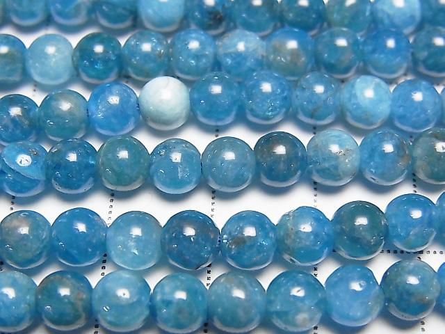 [Video] Madagascar Blue Apatite AA+ Round 6mm 1strand beads (approx. 15 inches/36 cm)