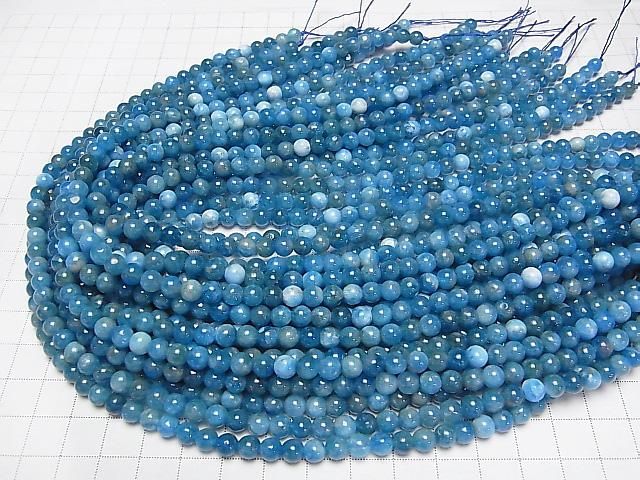 [Video] Madagascar Blue Apatite AA+ Round 6mm 1strand beads (approx. 15 inches/36 cm)