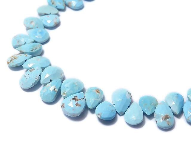 [Video][One of a kind] Arizona Sleeping Beauty Turquoise AAA- Pear shape Faceted Briolette 1strand beads (approx. 9 inches/24 cm) NO.2