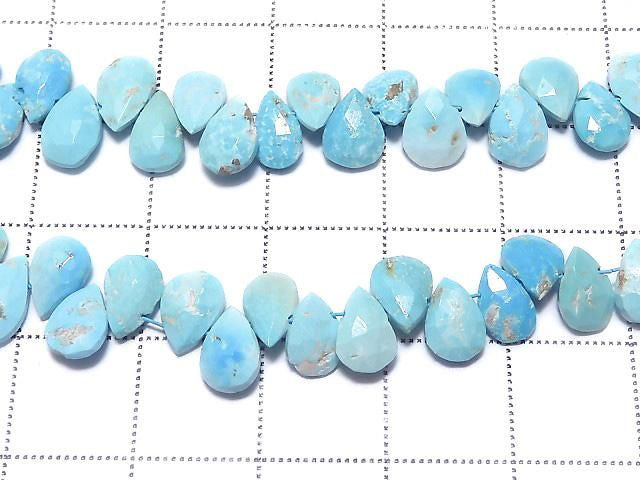 [Video][One of a kind] Arizona Sleeping Beauty Turquoise AAA- Pear shape Faceted Briolette 1strand beads (approx. 9 inches/24 cm) NO.2