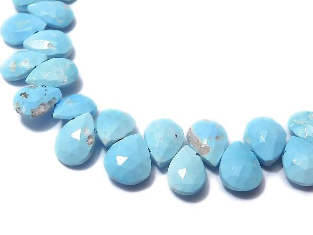 [Video][One of a kind] Arizona Sleeping Beauty Turquoise AAA- Pear shape Faceted Briolette 1strand beads (approx. 10 inches/25 cm) NO.4