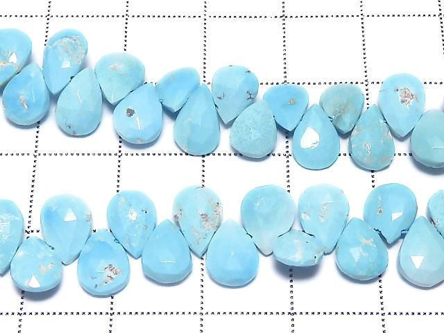[Video][One of a kind] Arizona Sleeping Beauty Turquoise AAA- Pear shape Faceted Briolette 1strand beads (approx. 10 inches/25 cm) NO.4
