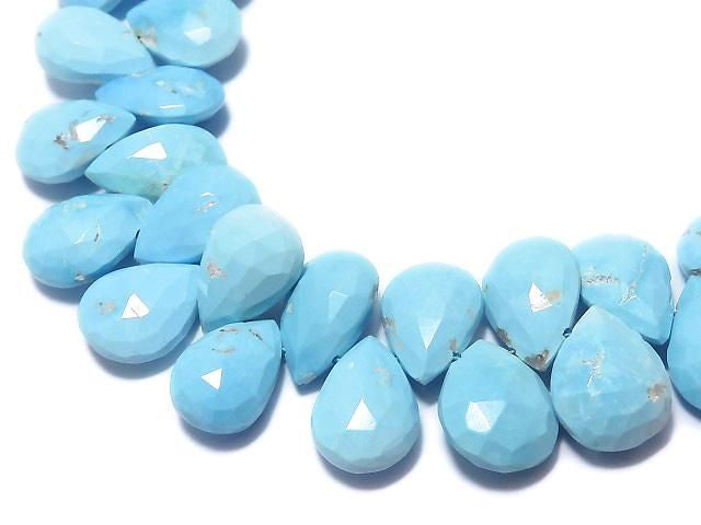 [Video][One of a kind] Arizona Sleeping Beauty Turquoise AAA- Pear shape Faceted Briolette 1strand beads (approx. 9 inches/24 cm) NO.5