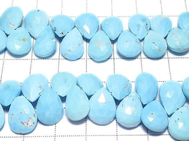 [Video][One of a kind] Arizona Sleeping Beauty Turquoise AAA- Pear shape Faceted Briolette 1strand beads (approx. 9 inches/24 cm) NO.5