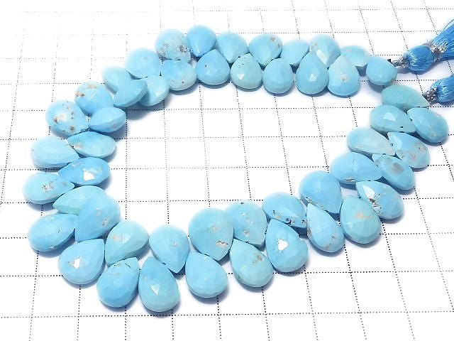 [Video][One of a kind] Arizona Sleeping Beauty Turquoise AAA- Pear shape Faceted Briolette 1strand beads (approx. 9 inches/24 cm) NO.5