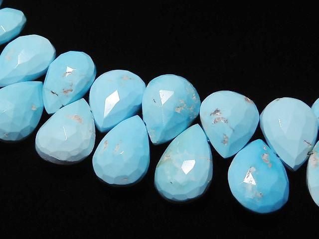 [Video][One of a kind] Arizona Sleeping Beauty Turquoise AAA- Pear shape Faceted Briolette 1strand beads (approx. 9 inches/24 cm) NO.5