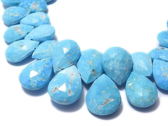 [Video][One of a kind] Arizona Sleeping Beauty Turquoise AAA- Pear shape Faceted Briolette 1strand beads (approx. 10 inches/26 cm) NO.6