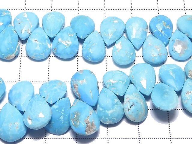 [Video][One of a kind] Arizona Sleeping Beauty Turquoise AAA- Pear shape Faceted Briolette 1strand beads (approx. 10 inches/26 cm) NO.6