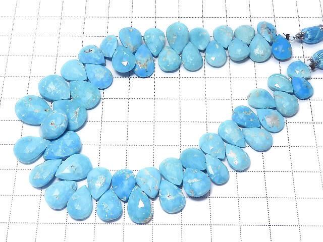 [Video][One of a kind] Arizona Sleeping Beauty Turquoise AAA- Pear shape Faceted Briolette 1strand beads (approx. 10 inches/26 cm) NO.6