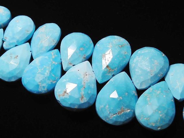 [Video][One of a kind] Arizona Sleeping Beauty Turquoise AAA- Pear shape Faceted Briolette 1strand beads (approx. 10 inches/26 cm) NO.6
