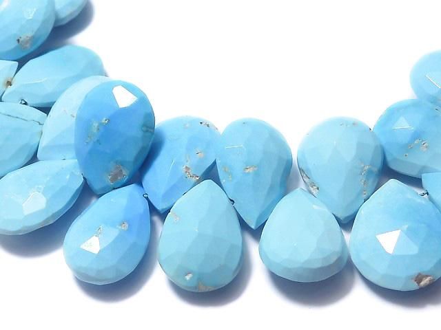 [Video][One of a kind] Arizona Sleeping Beauty Turquoise AAA- Pear shape Faceted Briolette 1strand beads (approx. 9 inches/24 cm) NO.7