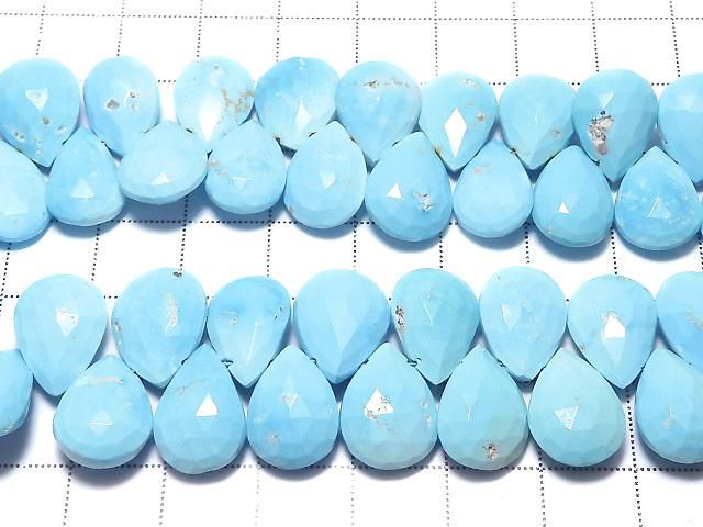 [Video][One of a kind] Arizona Sleeping Beauty Turquoise AAA- Pear shape Faceted Briolette 1strand beads (approx. 9 inches/24 cm) NO.7