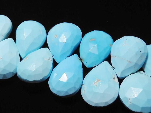 [Video][One of a kind] Arizona Sleeping Beauty Turquoise AAA- Pear shape Faceted Briolette 1strand beads (approx. 9 inches/24 cm) NO.7