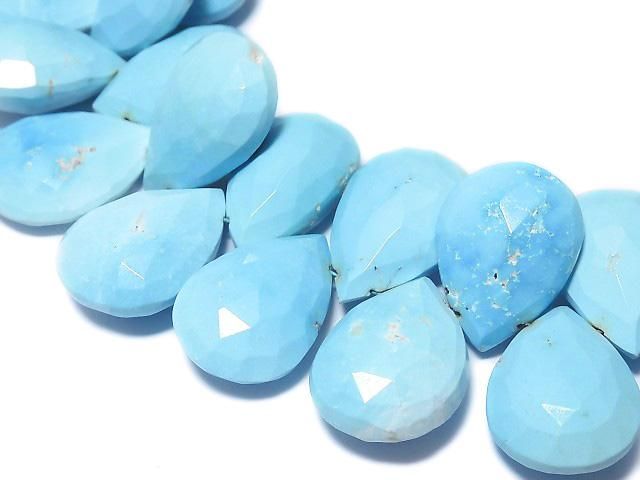 [Video][One of a kind] Arizona Sleeping Beauty Turquoise AAA- Pear shape Faceted Briolette 1strand beads (approx. 10 inches/25 cm) NO.8