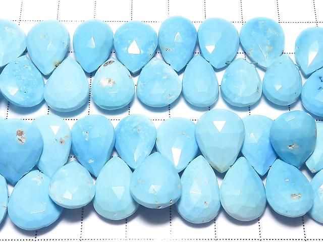 [Video][One of a kind] Arizona Sleeping Beauty Turquoise AAA- Pear shape Faceted Briolette 1strand beads (approx. 10 inches/25 cm) NO.8