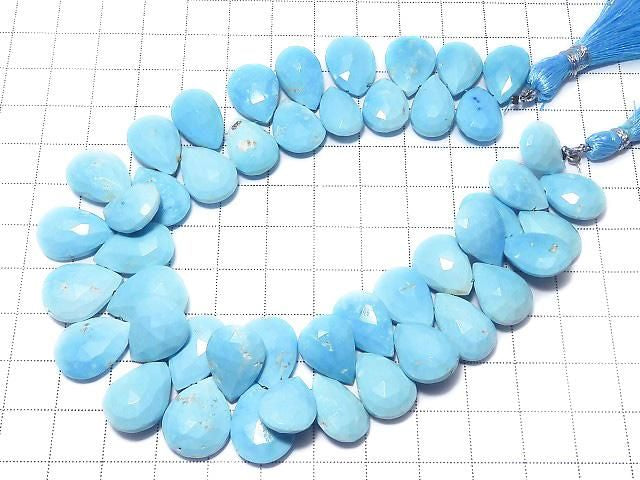 [Video][One of a kind] Arizona Sleeping Beauty Turquoise AAA- Pear shape Faceted Briolette 1strand beads (approx. 10 inches/25 cm) NO.8