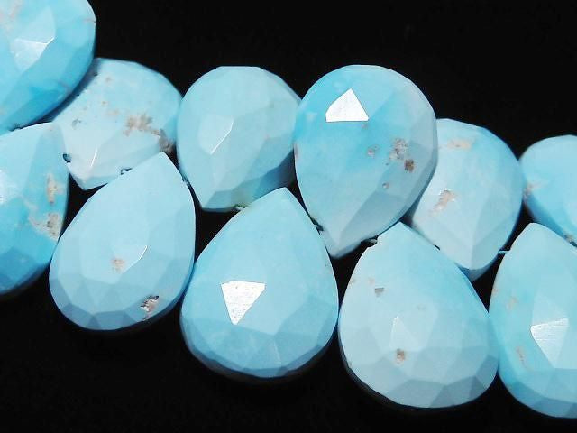 [Video][One of a kind] Arizona Sleeping Beauty Turquoise AAA- Pear shape Faceted Briolette 1strand beads (approx. 10 inches/25 cm) NO.8