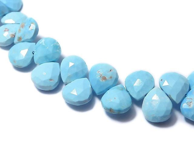 [Video][One of a kind] Arizona Sleeping Beauty Turquoise AAA- Chestnut Faceted Briolette 1strand beads (approx. 10 inches/25 cm) NO.9