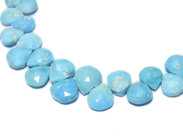 [Video][One of a kind] Arizona Sleeping Beauty Turquoise AAA- Chestnut Faceted Briolette 1strand beads (approx. 10 inches/26 cm) NO.10