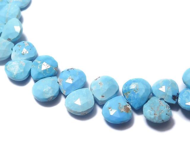 [Video][One of a kind] Arizona Sleeping Beauty Turquoise AAA- Chestnut Faceted Briolette 1strand beads (approx. 10 inches/25 cm) NO.11
