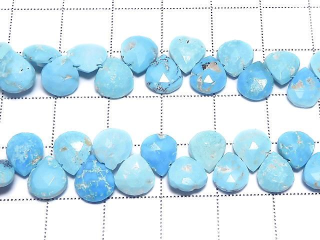 [Video][One of a kind] Arizona Sleeping Beauty Turquoise AAA- Chestnut Faceted Briolette 1strand beads (approx. 10 inches/25 cm) NO.11