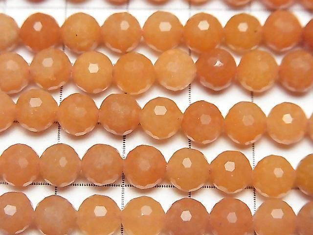 [Video] High Quality! Orange Aventurine 128Faceted Round 6mm 1strand beads (approx. 15 inches/37 cm)