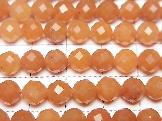 [Video] High Quality! Orange Aventurine 64Faceted Round 6mm 1strand beads (approx. 15 inches/37 cm)