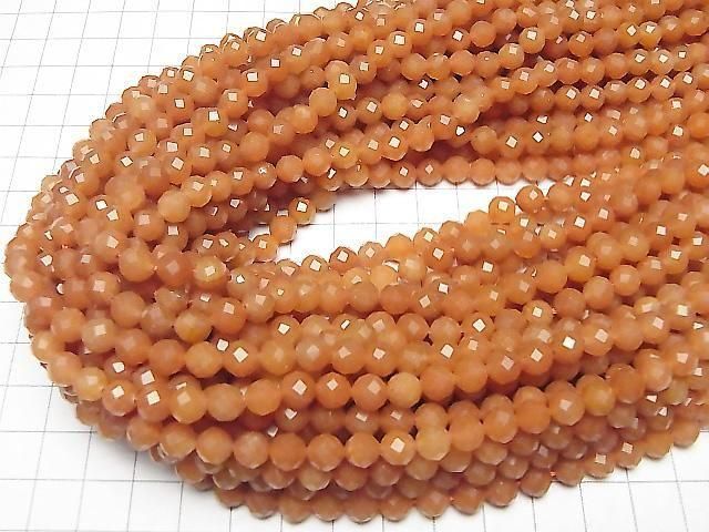 [Video] High Quality! Orange Aventurine 64Faceted Round 6mm 1strand beads (approx. 15 inches/37 cm)