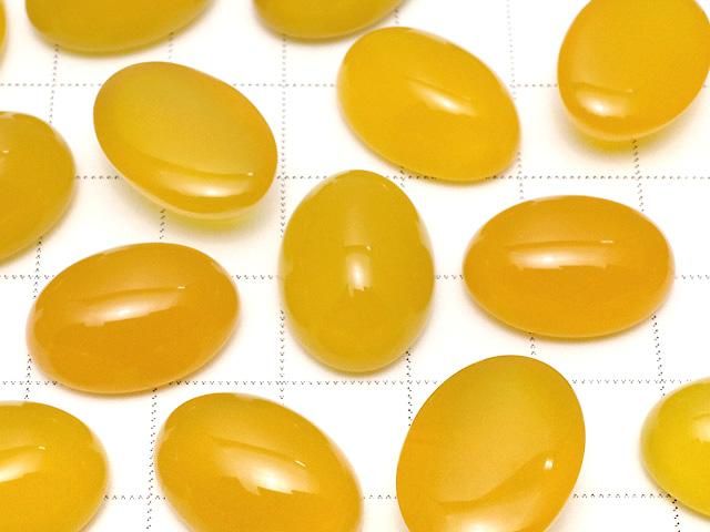 [Video] Yellow Chalcedony AAA Oval Cabochon 18x13mm 3pcs