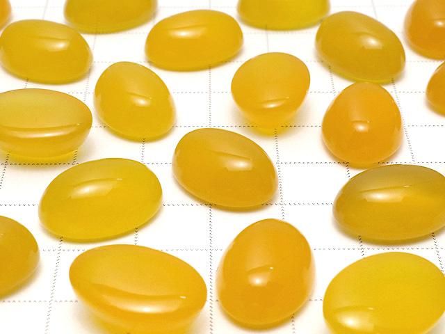 [Video] Yellow Chalcedony AAA Oval Cabochon 18x13mm 3pcs
