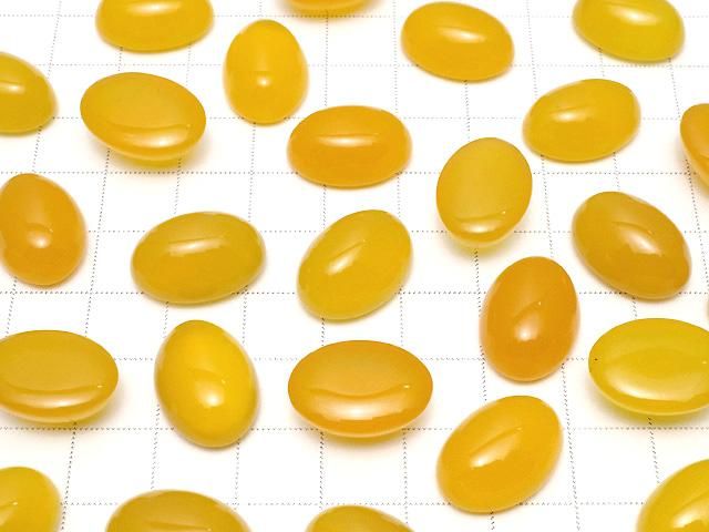 [Video] Yellow Chalcedony AAA Oval Cabochon 18x13mm 3pcs