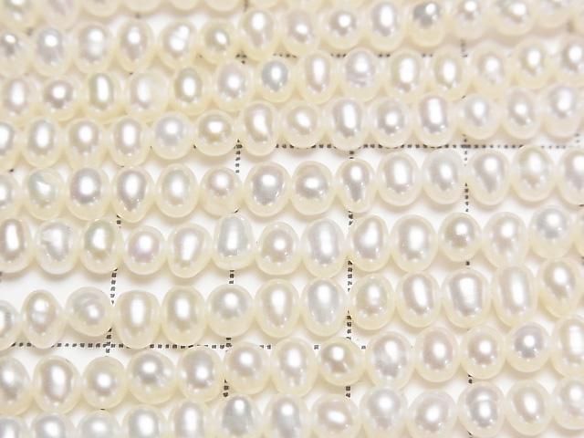 [Video] Fresh Water Pearl AA+ Potato-Rondelle 5mm White 1strand beads (approx. 15inch/37cm)