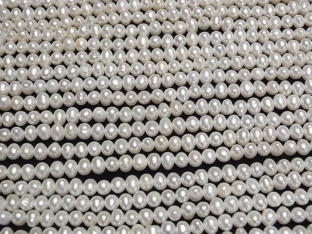 [Video] Fresh Water Pearl AA+ Potato-Rondelle 5mm White 1strand beads (approx. 15inch/37cm)