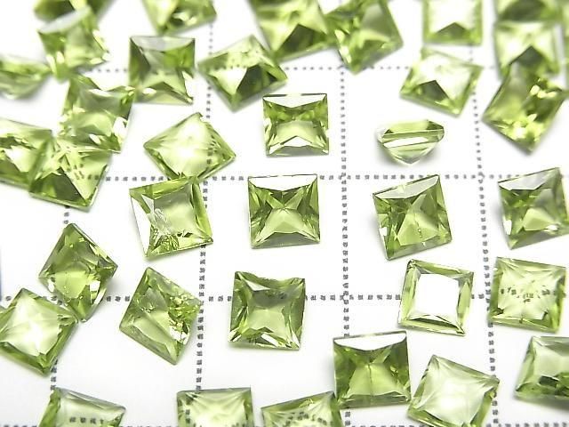 [Video] High Quality Peridot AAA Loose Stone Princess Cut 5x5mm 2pcs