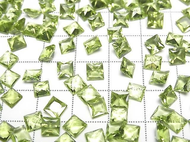 [Video] High Quality Peridot AAA Loose Stone Princess Cut 5x5mm 2pcs