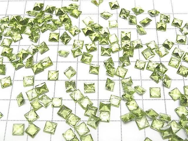 [Video] High Quality Peridot AAA Loose Stone Princess Cut 5x5mm 2pcs